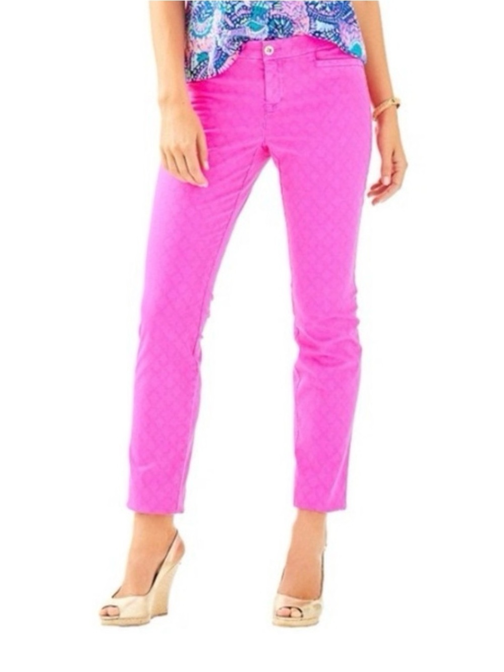 Lilly Pulitzer Kelly Skinny Ankle Pants, Berry Fizz, Sz 2